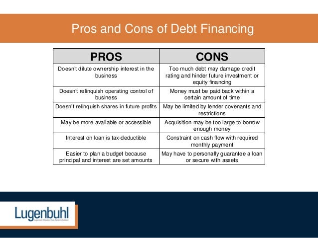 debt financing debt vs equity financing pros and cons pdf